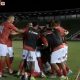 Jogadores do Tupynambás comemoram gol em partida contra o Uberlândia