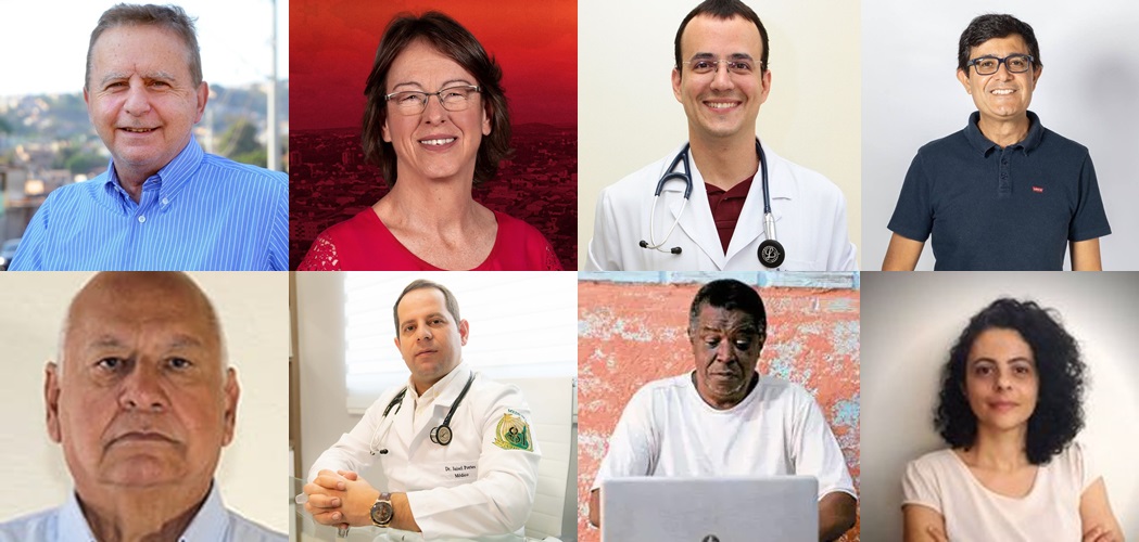 Fotomontagem com oito candidatos a prefeito em Betim em 2020