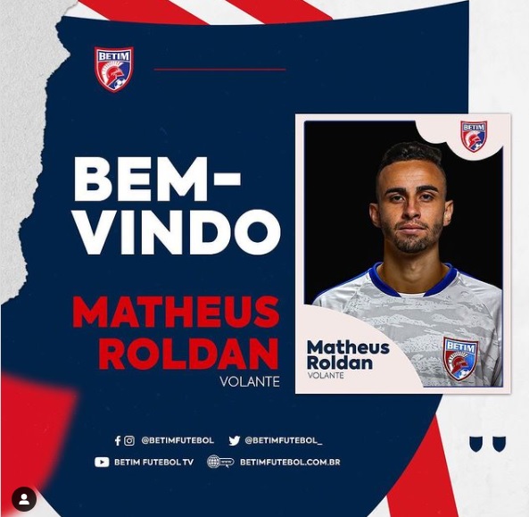 Matheus Roldan é anunciado pelo Betim Futebol (Imagem Reprodução Instagram)