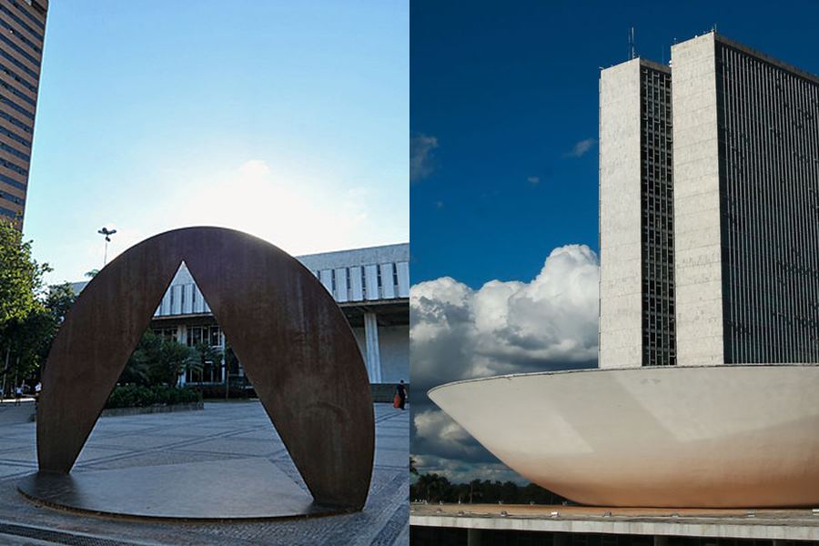 Fachadas da Assembleia Legislativa de Minas Gerais e da Câmara dos Deputados